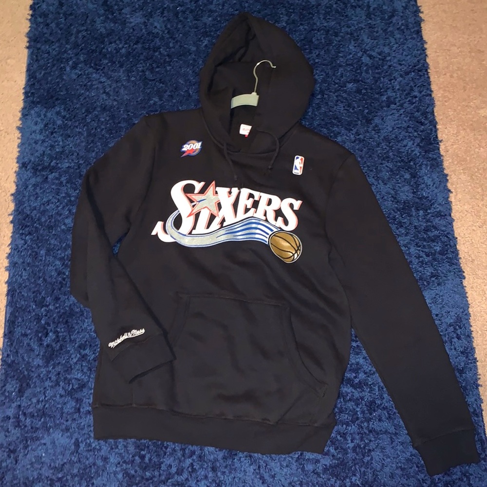 Black M&N Allen Iverson 76ers Jersey Hoodie
